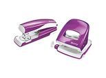 LEITZ® Bürolocher + Tischheftgerät Wow SET, metallic-violett