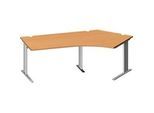 Schäfer Shop Pure Winkelschreibtisch PLANOVA BASIC, 135° Winkel rechts, C-Fuss, B 2165 x T 800/800 x H 717 mm, Buche/weissalu + Kabelkanal