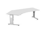 Winkelschreibtisch 135° ALICANTE, C-Fuss, Ansatz links, B 2166 x T 800 x H 680-820 mm, lichtgrau