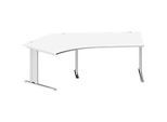 Schäfer Shop Pure Winkelschreibtisch PLANOVA BASIC, 135° Winkel links, C-Fuss, B 2165 x T 800/800 x H 717 mm, weiss/weissalu + Kabelkanal