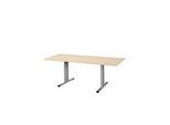 Schäfer Shop Select Besprechungstisch Planova Basic, Rechteck, T-Fuss, B 1800 x T 800 x H 717 mm, Ahorn/weissaluminium RAL 9006
