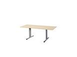 Schäfer Shop Select Besprechungstisch Planova Basic, Rechteck, T-Fuss, B 1800 x T 800 x H 717 mm, Ahorn/weissaluminium RAL 9006
