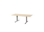 Schäfer Shop Select Besprechungstisch Planova Basic, Rechteck, T-Fuss, B 1800 x T 800 x H 717 mm, Ahorn/weissaluminium RAL 9006