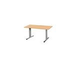 Schäfer Shop Select Besprechungstisch Planova Basic, Rechteck, T-Fuss, B 1400 x T 800 x H 717 mm, Buche/weissaluminium RAL 9006