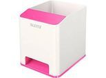 Stiftehalter Leitz WOW Sound, 1 Fach, Smartphone-Fach mit Soundverstärkung, weiss/pink