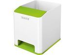 Stiftehalter Leitz WOW Sound, 1 Fach, Smartphone-Fach mit Soundverstärkung, weiss/grün