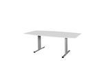 Schäfer Shop Select Besprechungstisch Planova Basic, Boot, T-Fuss, B 2000 x T 1000 x H 717 mm, lichtgrau/weissaluminium RAL 9006
