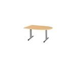 Schäfer Shop Select Besprechungstisch Planova Basic, Halbkreis, T-Fuss, B 1400 x T 1000 x H 717 mm, Buche/weissaluminium RAL 9006