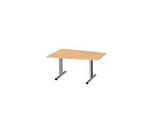 Schäfer Shop Select Besprechungstisch MODENA Basic, Tonne, T-Fuss, B 1400 x T 1000 x H 717 mm, Buche/weissaluminium RAL 9006