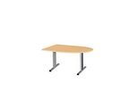 Schäfer Shop Select Besprechungstisch Planova Basic, Halbkreis, T-Fuss, B 1400 x T 1000 x H 717 mm, Buche/weissaluminium RAL 9006
