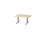 Schäfer Shop Select Besprechungstisch MODENA Basic, Tonne, T-Fuss, B 1400 x T 1000 x H 717 mm, Ahorn/weissaluminium RAL 9006
