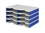 styro® Sortierstation styrodoc Standard, DIN C4, 4 Etagen/2-reihig/8 Fächer, grau/blau