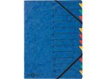 PAGNA Dokumentenmappe Easy, DIN A4, Gummizugverschluss, 12-teilig, blau