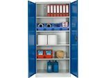 Schäfer Shop Select Materialschrank, abschliessbar, 4 verzinkte Böden, 5 OH, B 950 x T 400 x H 1935 mm, Stahl, lichtgrau/enzianblau