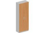 Schäfer Shop Genius Garderobenschrank TETRIS SOLID, 5 Ordnerhöhen, 1 Fachboden, Kleiderstange, abschliessbar, B 800 x T 412 x H 2143 mm, weissalu/Buche