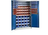 Magazinschrank, mit Ausstattung, B 1200 x T 500 x H 1935 mm, lichtgrau/enzianblau