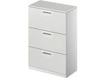 Schäfer Shop Genius Hängeregistraturschrank TETRIS SOLID, 3 OH, B 800 mm, abschliessbar, mit Abdeckplatte, lichtgrau/weissalu