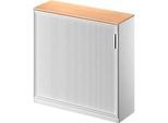 Schäfer Shop Genius Querrollladenschrank TETRIS SOLID, 3 OH, B 1200 mm, inkl. 19 mm Abdeckplatte, Buche-Dekor/weossalu/weissalu