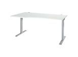 Schreibtisch ERGO-T 2.0, Freiform, Ansatz links, T-Fuss, B 1800 x T 1000/800 x H 675-895 mm, lichtgrau/weissalu