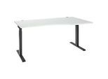 Schreibtisch ERGO-T 2.0, Freiform, Ansatz rechts, T-Fuss, B 1800 x T 1000/800 x H 675-895 mm, lichtgrau/anthrazit