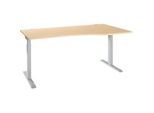 Schreibtisch ERGO-T 2.0, Freiform, Ansatz rechts, T-Fuss, B 1800 x T 1000/800 x H 675-895 mm, Ahorn/weissalu