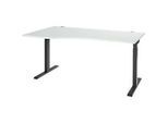 Schreibtisch ERGO-T 2.0, Freiform, Ansatz links, T-Fuss, B 1800 x T 1000/800 x H 675-895 mm, lichtgrau/anthrazit