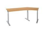 Schäfer Shop Select Winkelschreibtisch ERGO-T 2.0, 135° Winkel, Ansatz rechts, T-Fuss, B 2165 x T 800 x H 675-895 mm, Buche/weissalu