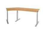 Schäfer Shop Select Winkelschreibtisch ERGO-T 2.0, 135° Winkel, Ansatz links, T-Fuss, B 2165 x T 800 x H 675-895 mm, Buche/weissalu