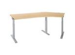 Schäfer Shop Select Winkelschreibtisch ERGO-T 2.0, 135° Winkel, Ansatz rechts, T-Fuss, B 2165 x T 800 x H 675-895 mm, Ahorn/weissalu