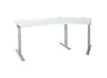 Schäfer Shop Select Winkelschreibtisch ERGO-T 2.0, 135° Winkel, Ansatz rechts, T-Fuss, B 2165 x T 800 x H 675-895 mm, lichtgrau/weissalu