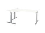 Schäfer Shop Select Winkelschreibtisch ERGO-T 2.0, 90° Winkel, Ansatz links, T-Fuss, B 2000 x T 1200/800 x H 675-895 mm, weiss/weissalu