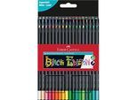 Buntstifte Faber-Castell Black Edition, schwarzes Holz, Dreikantform, farbsortiert, 36er Etui