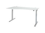 Schäfer Shop Select Schreibtisch ERGO-T 2.0, elektrisch höhenverstellbar, Freiform Ansatz links, T-Fuss, B 1800 x H 715-1205 mm, lichtgrau/weissalu