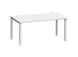 Schreibtisch MODENA FLEX, Rechteck, 4-Fuss Quadratrohr, B 1600 x T 800 x H 720-820 mm, lichtgrau/weissaluminium