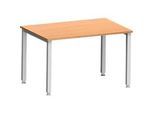 Schreibtisch MODENA FLEX, Rechteck, 4-Fuss Quadratrohr, B 1200 x T 800 x H 720-820 mm, Buche/weissaluminium