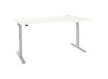 Schäfer Shop Select Schreibtisch ERGO-T 2.0, elektrisch höhenverstellbar, Freiform Ansatz rechts, T-Fuss, B 1800 x H 715-1205 mm, weiss/weissalu