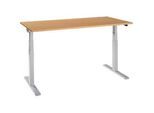 Schäfer Shop Select Schreibtisch ERGO-T 2.0, elektrisch höhenverstellbar, Rechteck, T-Fuss, B 1600 x T 800 x H 640-1300 mm, Buche/weissalu