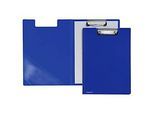 Klemmbrett-Mappe A4, Klemme mit Kunststoffecken, Dreiecks-Klarsichttasche innen, PP, blau