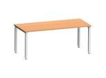 Schreibtisch MODENA FLEX, Rechteck, 4-Fuss Quadratrohr, B 1800 x T 800 x H 720-820 mm, Buche/weissaluminium
