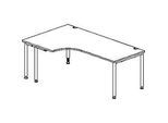 Schäfer Shop Genius Winkelschreibtisch MODENA FLEX 90°, Ansatz links, einseitig, verkürzte Seitenteile, 4-Fuss-Rundrohr, lichtgrau