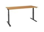 Schäfer Shop Select Schreibtisch ERGO-T 2.0, elektrisch höhenverstellbar, Rechteck, T-Fuss, B 1800 x T 800 x H 640-1300 mm, Buche/anthrazit