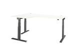 Schäfer Shop Select Winkelschreibtisch ERGO-T 2.0, elektrisch höhenverstellbar, 90° Winkel links, T-Fuss, B 2000 mm, weiss/anthrazit