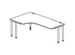 Schäfer Shop Genius Winkelschreibtisch MODENA FLEX 90°, Ansatz links, beidseitig, verkürzte Seitenteile, 4-Fuss-Rundrohr, weiss