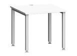 Schreibtisch MODENA FLEX, Quadrat, 4-Fuss Quadratrohr, B 800 x T 800 x H 720-820 mm, weiss/weissaluminium
