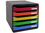 Schubladenbox BIG-BOX PLUS, A4+, 5 halboffene Schübe mit Auszugsstopp, Griffmulde & Etikettenhalter, Etiketten, Blauer Engel, Kunststoff, harlekin