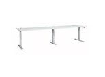 Schäfer Shop Select Schreibtisch ERGO-T 2.0 Big, elektr. höhenverstellbar, Rechteck, T-Fuss, B 3200 x T 800 x H 640-1300 mm, lichtgrau/weissalu