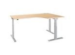 Schäfer Shop Select Winkelschreibtisch ERGO-T 2.0, elektrisch höhenverstellbar, 90° Winkel rechts, T-Fuss, B 2000 mm, Ahorn/weissalu