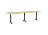 Schäfer Shop Select Konferenztisch ERGO-T 2.0 Big, bis 8 Personen, elektrisch höhenverstellbar, Tonne, T-Fuss, B 2800 mm, Ahorn/anthrazit