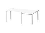 Schäfer Shop Genius Winkelschreibtisch MODENA FLEX 90°, Ansatz rechts, 4-Fuss-Quadratrohr, B 2000 mm, weiss/weiss
