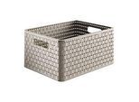 Aufbewahrungskorb Rotho COUNTRY, Volumen 18 l, Format A4, ohne Deckel, stapelbar, L 368 x B 278 x H 191 mm, PP, cappuccino